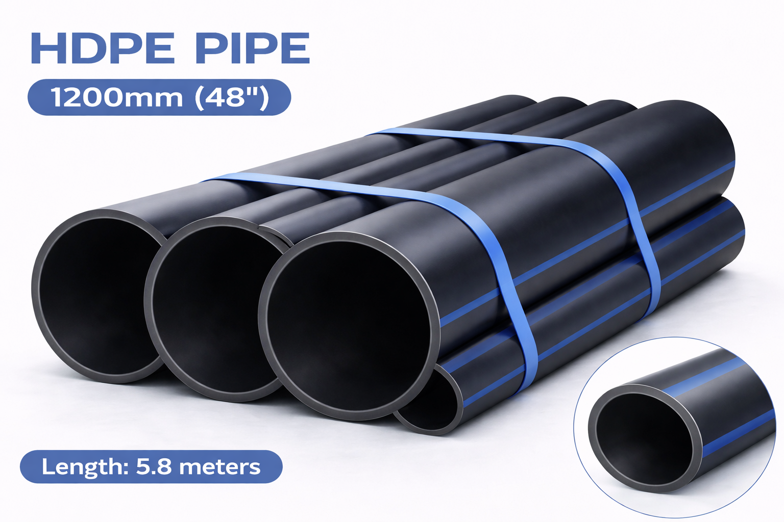 HDPE Pipe 1200mm x 5.8M